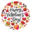 Happy valentine`s day card round arrangement