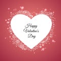 Happy valentine s day card template with paper pink and heart shaped