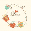 Happy Valentines Day celebration with beautiful frame. Royalty Free Stock Photo