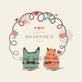 Happy Valentines Day celebration with kiddish cartoon. Royalty Free Stock Photo