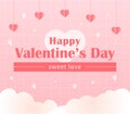 Illustration to celebrate Happy Valentine\'s Day with pink background with various love elements