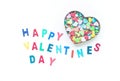 Happy valentine`s day with colorful heart shape in box Royalty Free Stock Photo