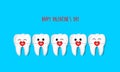 Tooth character with dental braces. Cute happy teeth with metal braces.