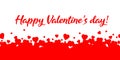 Happy Valentine`s day concept with red hearts and beautiful calligraphy lettering