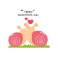 Happy Valentine`s Day. Couple of snails in love Royalty Free Stock Photo