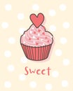 Happy Valentine`s Day with cupcake, Valentines Day sweet bakery