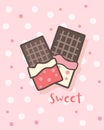 Happy Valentine`s Day with cute chocolate bar, Valentines Day sweet candy