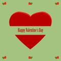 Happy Valentine`s Day. Dear love you from my Heart. I wishes you. Red Love symbol with lite green background