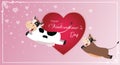 Happy Valentine`s Day Design in year of the ox or cow on pink background Royalty Free Stock Photo