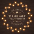 Happy Valentine's Day Glowing Decoration Light Bulbs Royalty Free Stock Photo