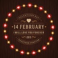 Happy Valentine's Day Glowing Decoration Light Bulbs Royalty Free Stock Photo