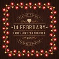 Happy Valentine's Day Glowing Decoration Light Bulbs Royalty Free Stock Photo