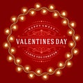 Happy Valentine's Day Glowing Decoration Light Royalty Free Stock Photo