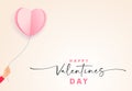 Happy Valentine`s Day greeting card, girl hand with heart balloon Royalty Free Stock Photo