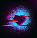 Happy Valentine`s day greeting card with a glitch heart