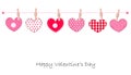 Happy Valentine's Day greeting card hanging love writing vector background