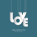 Happy Valentine's day greeting card with Love text paper cut sty