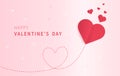 Happy Valentine`s Day greeting card with paper cut of hearts. Design for banners, flyers, postcards. Vector illustration Royalty Free Stock Photo