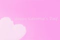 Happy Valentine`s Day, greeting card. Pink background. White cloud in shape of a heart on pink background Royalty Free Stock Photo