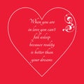 Happy Valentine`s Day Greeting Card on red background.