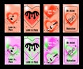 Happy Valentine's Day greeting card set. Gradient. Typography poster. y2k aesthetic. Social media template. Digital Royalty Free Stock Photo