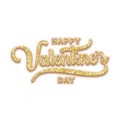 Happy Valentine&#x27;s Day Greeting Design Hand Drawn Lettering Retro Luxury Style With Glitter Gold Touch. Elegant Golden Colors