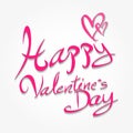 Happy Valentine`s Day hand drawn brush lettering, banner vector illustration, greeting card, web icon Royalty Free Stock Photo