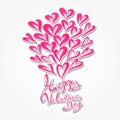 Happy Valentine`s Day hand drawn brush lettering, banner vector illustration, greeting card, web icon Royalty Free Stock Photo