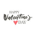 Happy Valentine's Day hand drawn brush lettering with long shadow, isolated on rich red background. Perfect for holiday flat