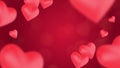 Happy Valentine`s Day with heart and bokeh on red background. For Love Happy Valentines Day or Wedding resolution concept. Royalty Free Stock Photo