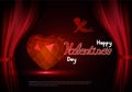 Happy Valentine's Day with a heart and cupid behind the scenes. Royalty Free Stock Photo