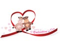 Happy valentine`s day of Heart ribbon twist for love in year of the ox concept / wedding day / valentine`s day