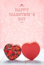 Happy valentine`s day with Heart shape box with red roses inside Royalty Free Stock Photo