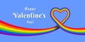 Happy Valentine`s day! Heart shape made of rainbow flag as LGBTQ love concept