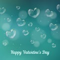 'happy valentine's day'. Heart-shaped soap bubbles