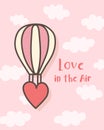 Happy Valentine`s Day hot air balloon, Valentines Day background