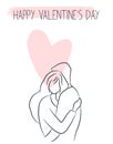 Happy Valentine`s Day illustration. A loving couple hugs