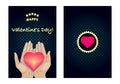 Happy Valentine`s day!-illustration - women`s hands hold the heart Royalty Free Stock Photo