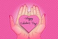 Happy Valentine`s day! illustration - women`s hands hold the heart Royalty Free Stock Photo