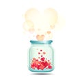 Happy Valentine's Day with jar of paper hearts