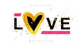 Happy Valentine\'s day. The letter O is in the shape of a golden heart in the word Love. Make love, not war. Golden shining