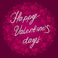 Happy valentine`s day lettering on the background with hearts vector card. Royalty Free Stock Photo