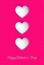 Happy Valentine`s Day lettering Vector illustration! Beautiful Heart! Abstract paper art 3D Hearts on pink background