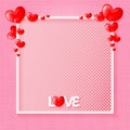 Happy Valentine`s Day Love greetings design with 3D hearts background