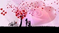 Happy valentine`s day love day loving couple under a loving tree. abstract Love background. Royalty Free Stock Photo