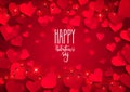 Happy Valentine`s Day love postcard banner with hearts, vector illustration