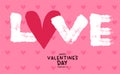 Happy Valentine`s Day love text and pink heart greeting card Royalty Free Stock Photo