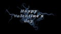 Happy Valentine`s Day message words braided wavy strings lines over dark black background. 3d illustration