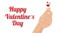 Happy valentine`s day with mini heart hand sign