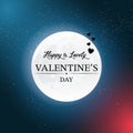 Happy Valentine`s Day. Moon texture. Romantic scene wallpaper. Retro design elements. Vector illustration. EPS 10 Royalty Free Stock Photo